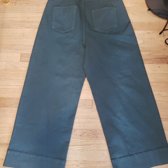 Ann Taylor Pants Twill The Wide Leg Green High Rise Flat Front 14 Stretch NWT - Picture 7 of 8